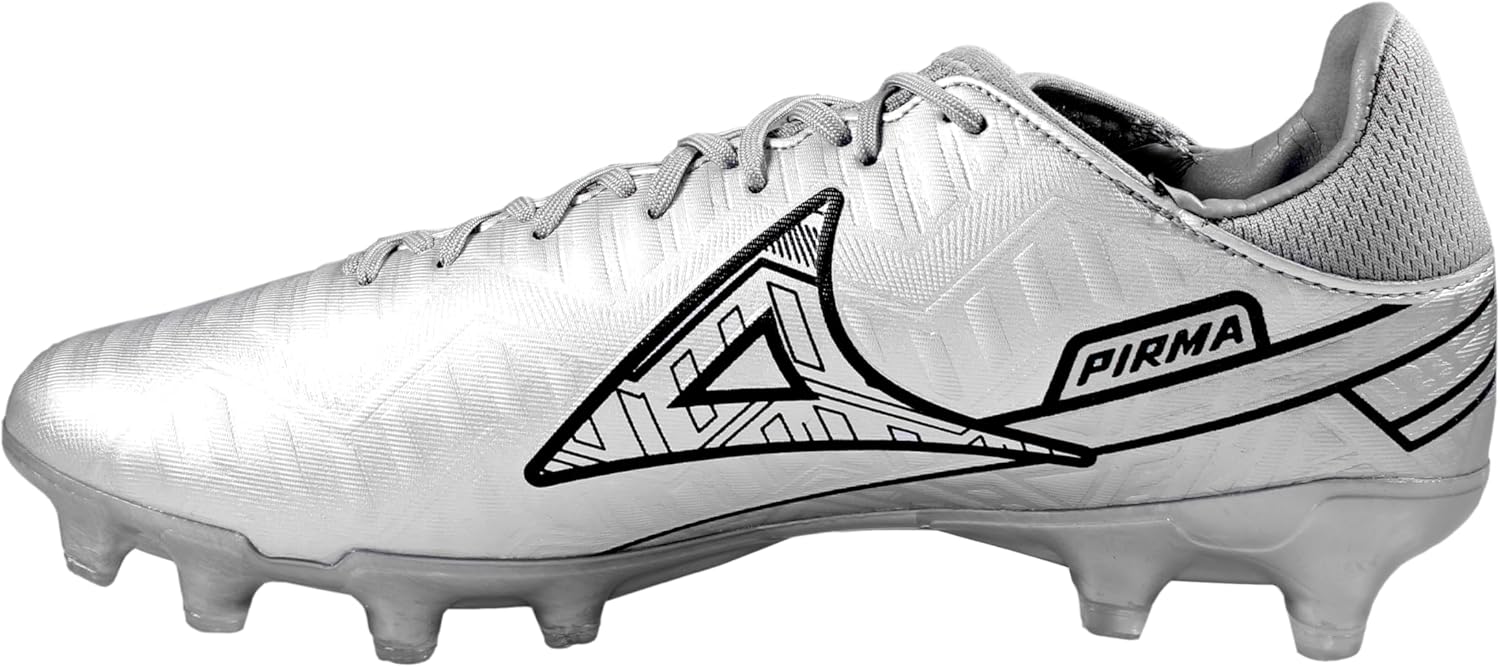Pirma Soccer Cleats-Style 3046 - Skin Gamer Silver/Black Firm Ground