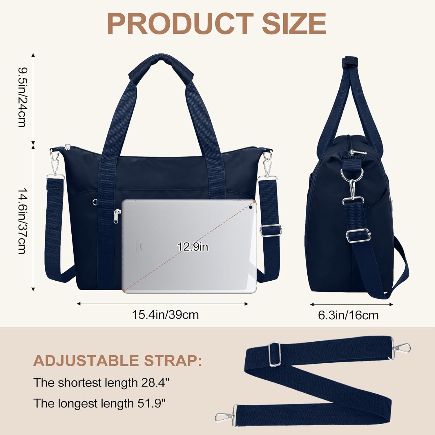 Small Travel Gym Duffel Bag for Women, Waterproof Nylon Weekender Overnight Bag Personal Item Carry on Bags for Airplanes Hospital Sports Fitness Dance Mommy Tote