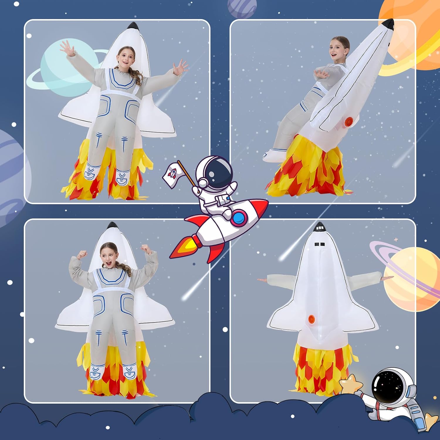 Tanganan Inflatable Spaceship Costume for Kids, Halloween Manned Spacecraft Rocket Costumes Suits Blow up Costumes for Boys Girls Cool Funny Fancy Dress Party - Image 5