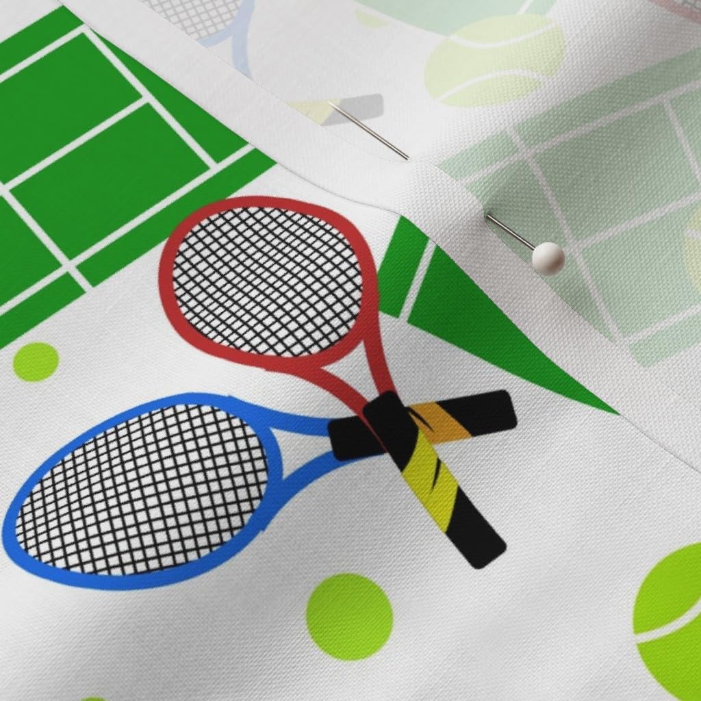 Spoonflower Fabric - Tennis Match Sports Ball Printed on Petal Signature Cotton Fabric by The Yard - Sewing Quilting Apparel Crafts Decor