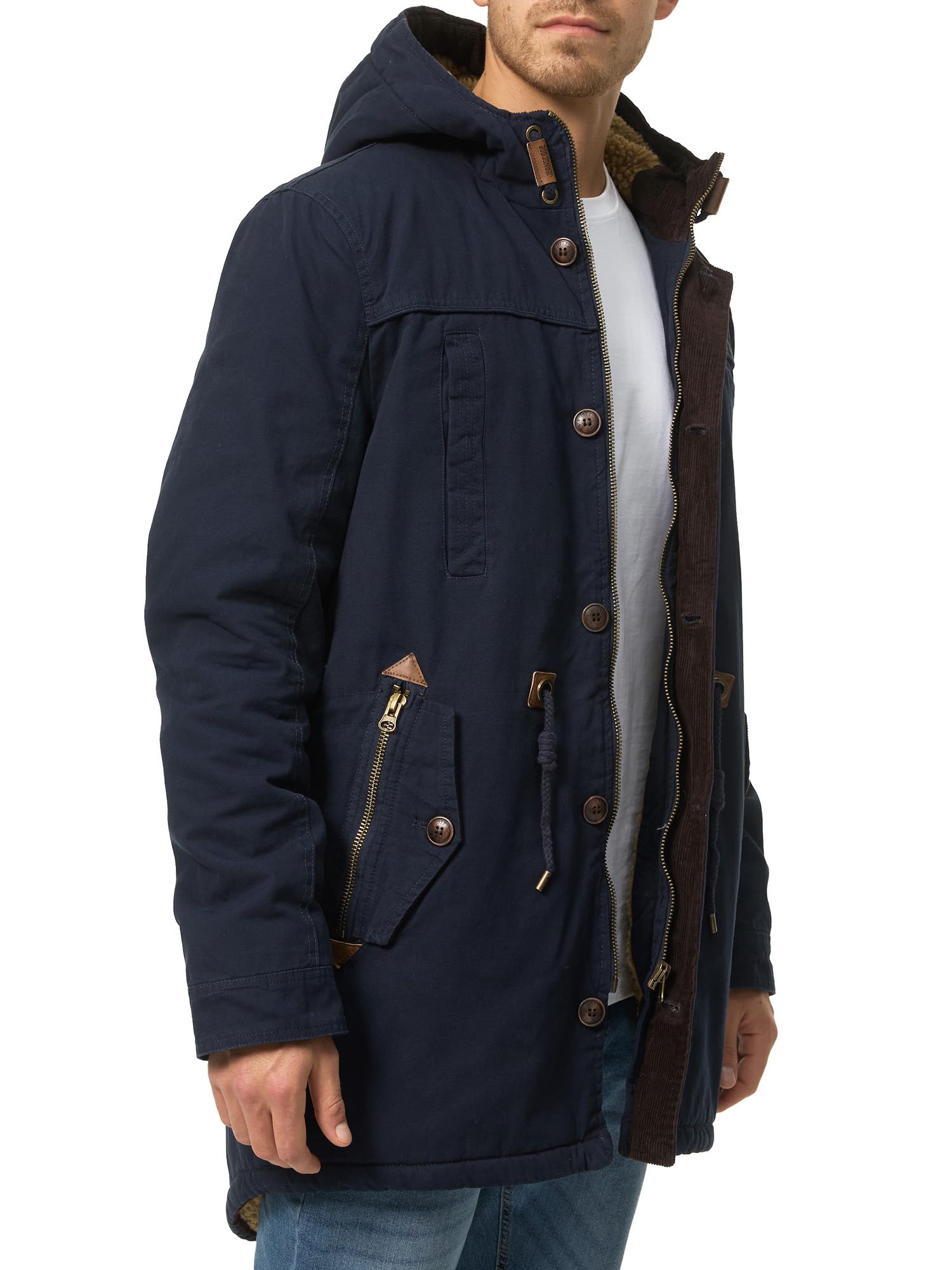 Indicode Herren Barge Winterjacke aus Baumwolle gefüttert mit Teddyfleece | Gefütterter Winterparka mit Kapuze und weichem Teddyfutter, Steppjacke, Outdoorjacke, Winterjacke für Männer