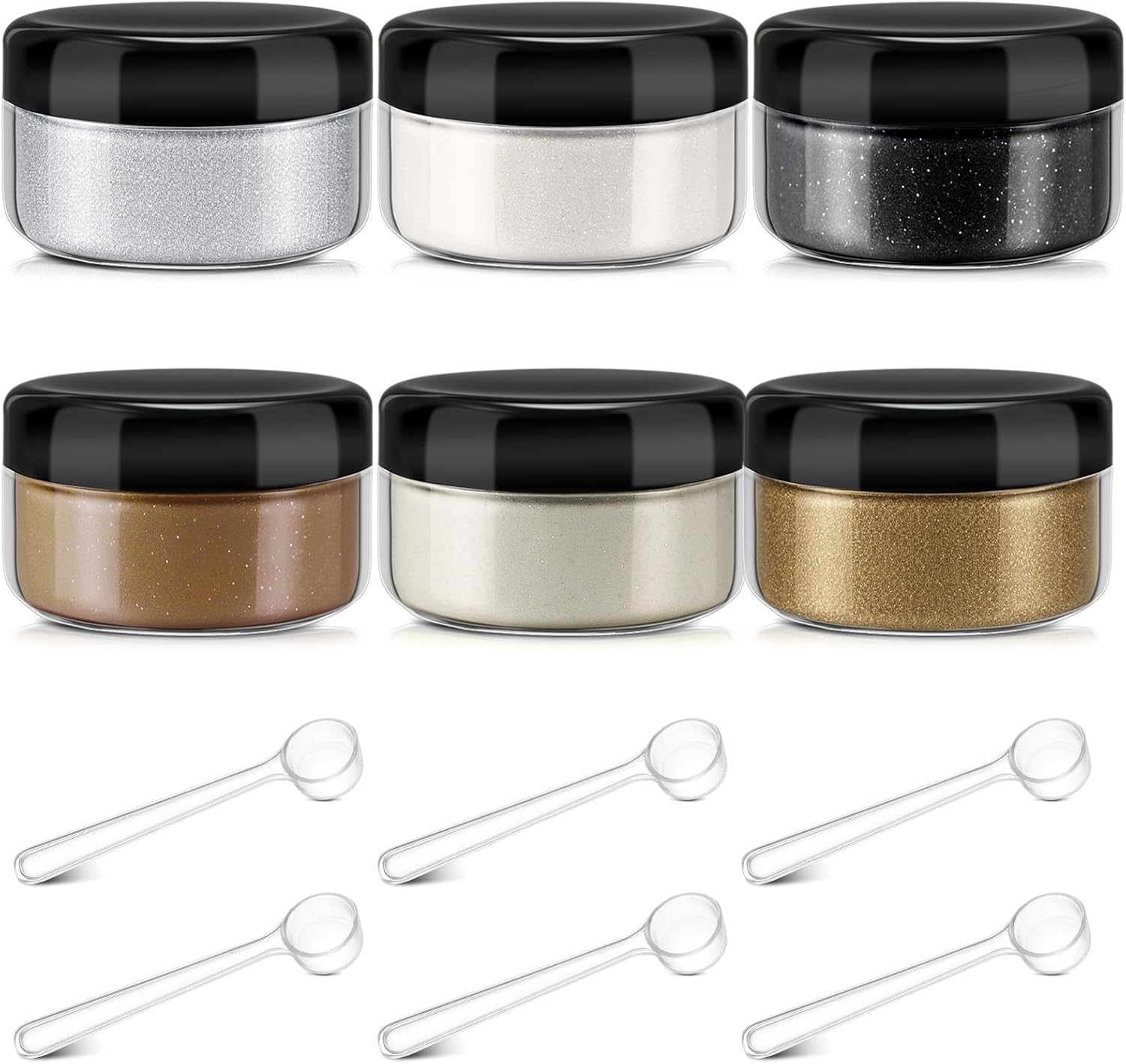 6 Pcs 0.5 Ounce Glitter Embossing Powder Set for DIY Crafts Greeting Cards Making Scrapbooking Wedding Invitations (Dark)