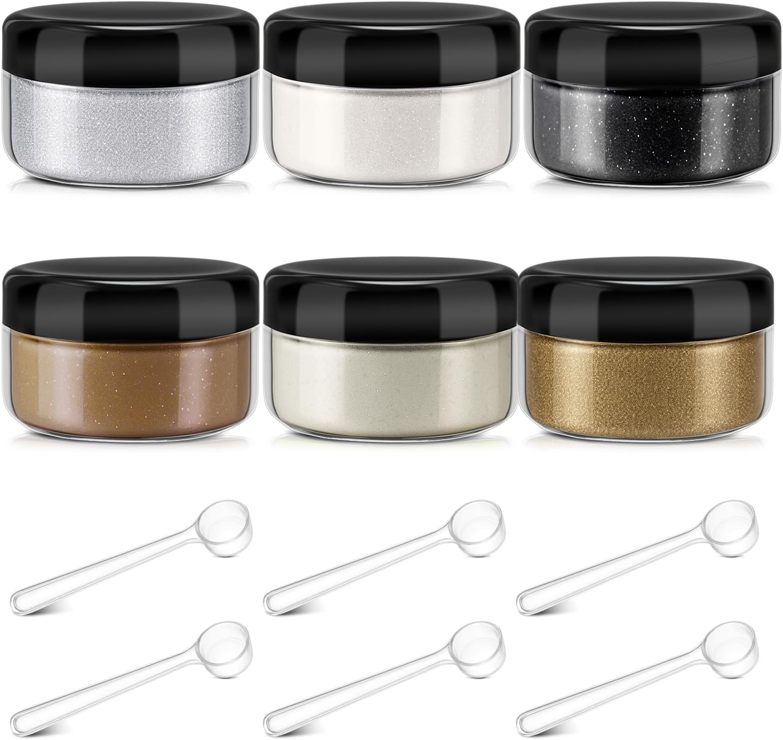 6 Pcs 0.5 Ounce Glitter Embossing Powder Set for DIY Crafts Greeting Cards Making Scrapbooking Wedding Invitations (Dark)