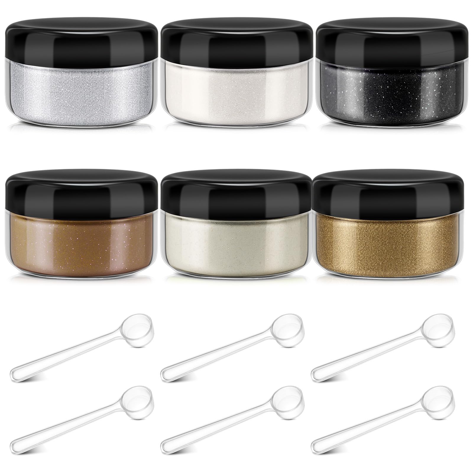 6 Pcs 0.5 Ounce Embossing Powder Set for DIY Crafts Greeting Cards Making Scrapbooking Wedding Invitations (Dark)