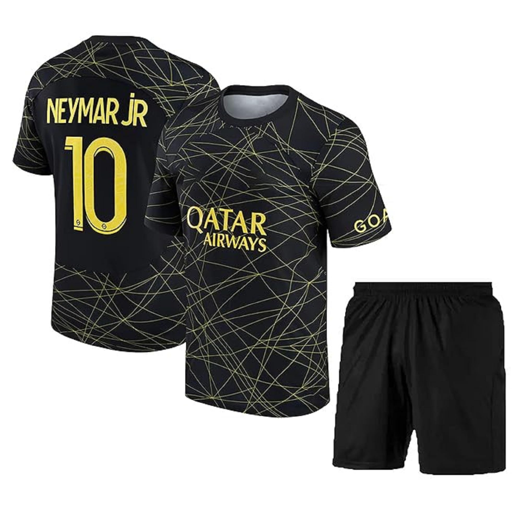 Neymar Football Jersey PSG Black Tshirt with Shorts for Men-picture-11