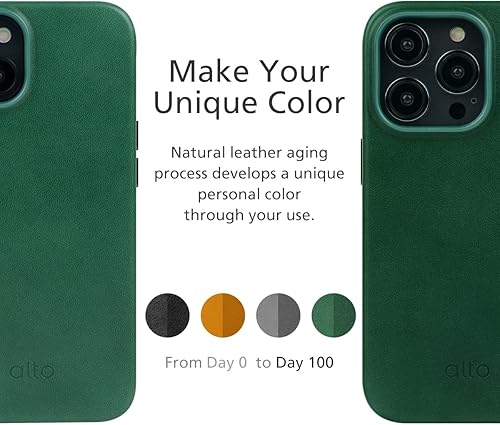 Miniatura 6 de alto Funda de cuero diseñada para iPhone 14 y iPhone 13, serie original, funda protectora de cuero italiano de primera calidad hecha a mano (6.1