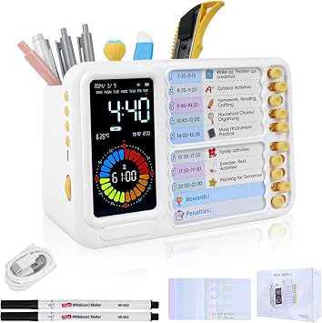 12/24 Hour Switching Task Timer, Timer for Kids, Visual Schedule for Kids with Autism, Visual Schedule for Kids, Time Management Tools, Autism Increase Self-Regulation, with 99-Minute Countdown