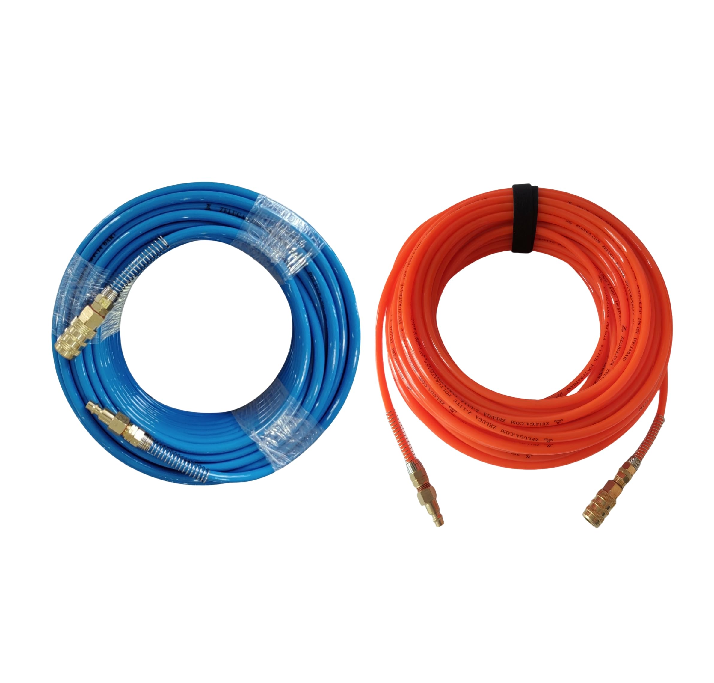 21-307 1/4in. x 100ft. Polyurethane Non-Transparent and Without Wire Reinforced Air Hose Combo Pack, Blue/Orange