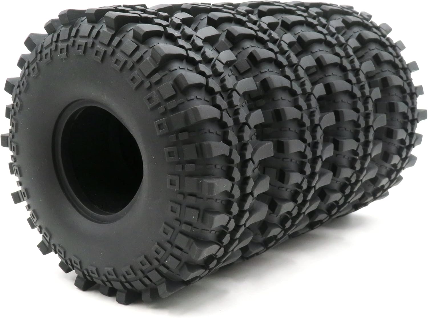 4pcs RC 2.2 Crawler Mud Terrain Tires Super Grip Soft Tyres with Soft Foam Insert Height: 145mm/5.7inch