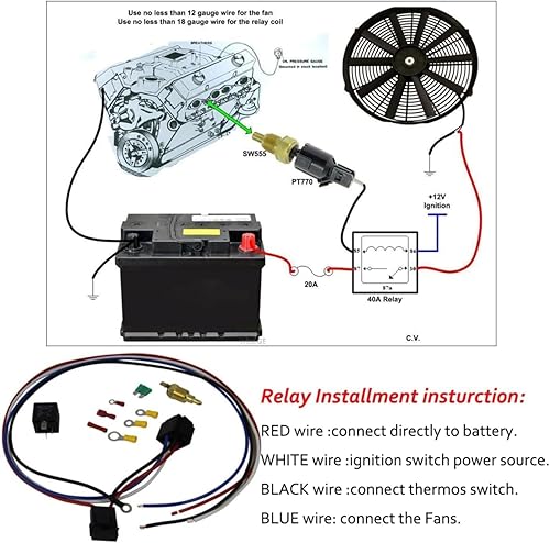 Miniatura 7 de KUUHLERSAT Radiador para 1973-1976 74 Chevy Corvette Base Stingray 5.7L 7.4L, 3 filas de radiador de aluminio + cubiertaventilador + kit de relé