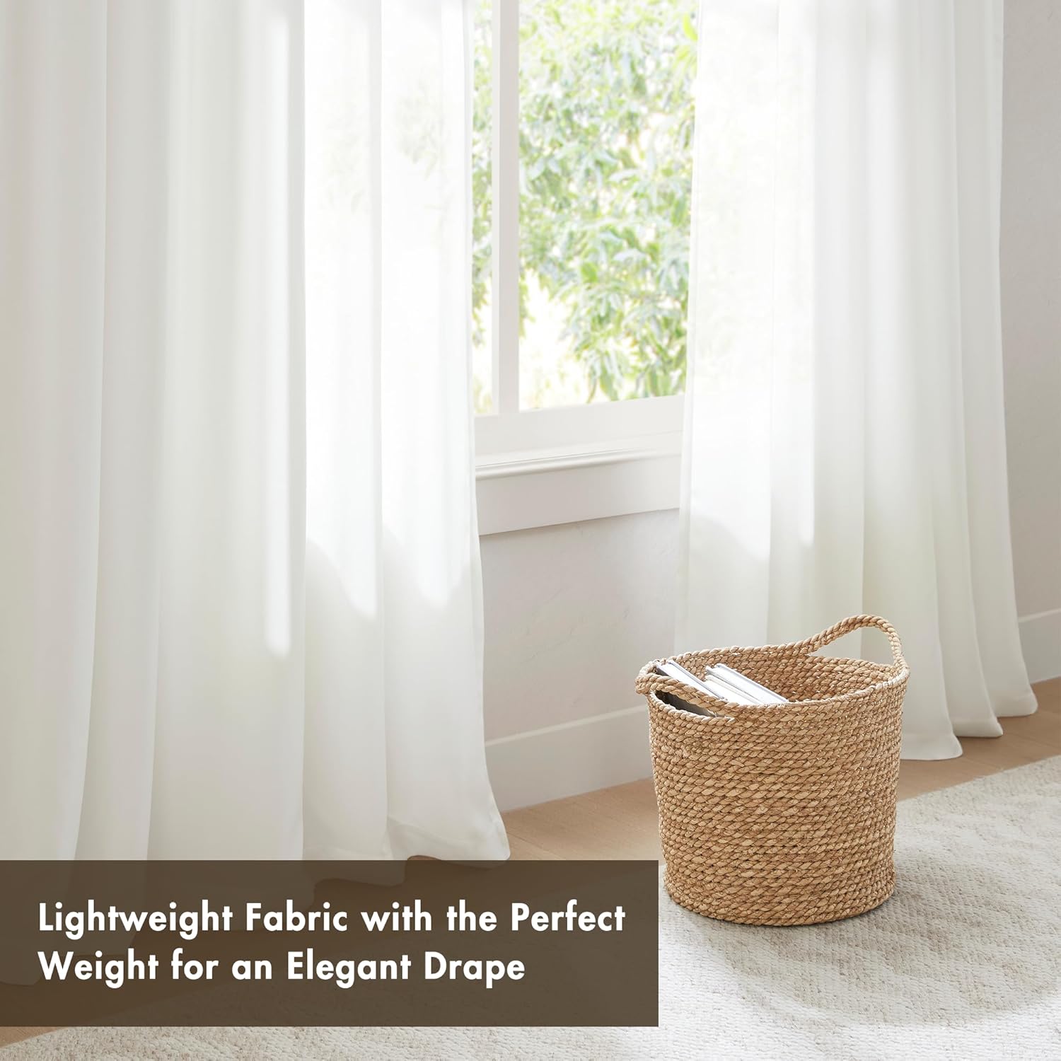 Madison Park Non-See-Through Privacy White Curtains 2 Panels, Light-Filtering Window Curtain with Back Tabs for Bedroom & Living Room, Lexus, 52" x 120"