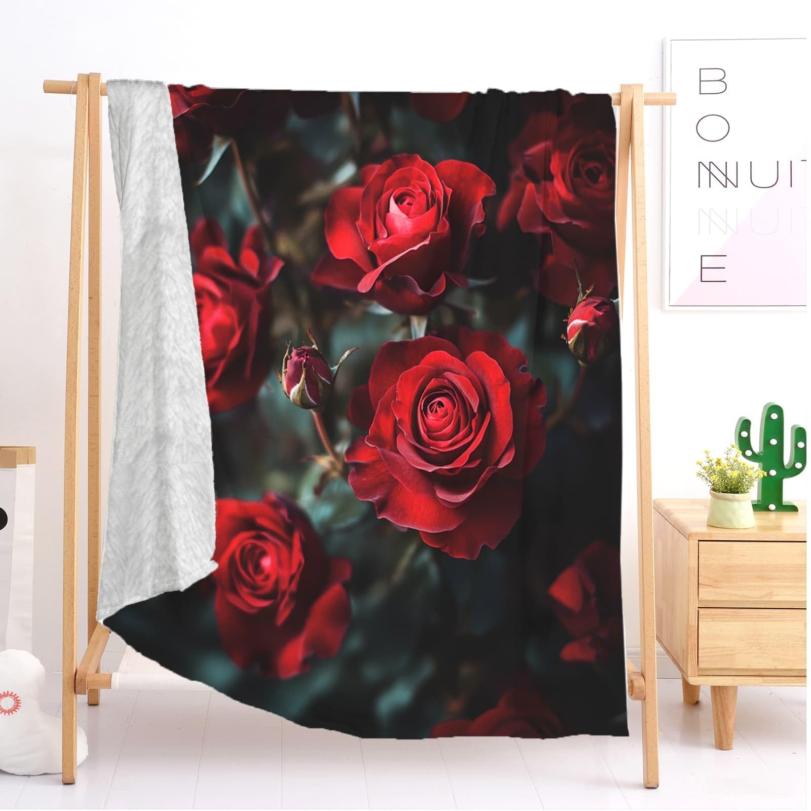 Genérico Sherpa XXL 180x220cm Romans miłość różowe rośliny puszyste flanelowe miękkie ciepłe i lekkie można prać w pralce czerwone wełniane koce sofa koc dla dzieci i dorosłych