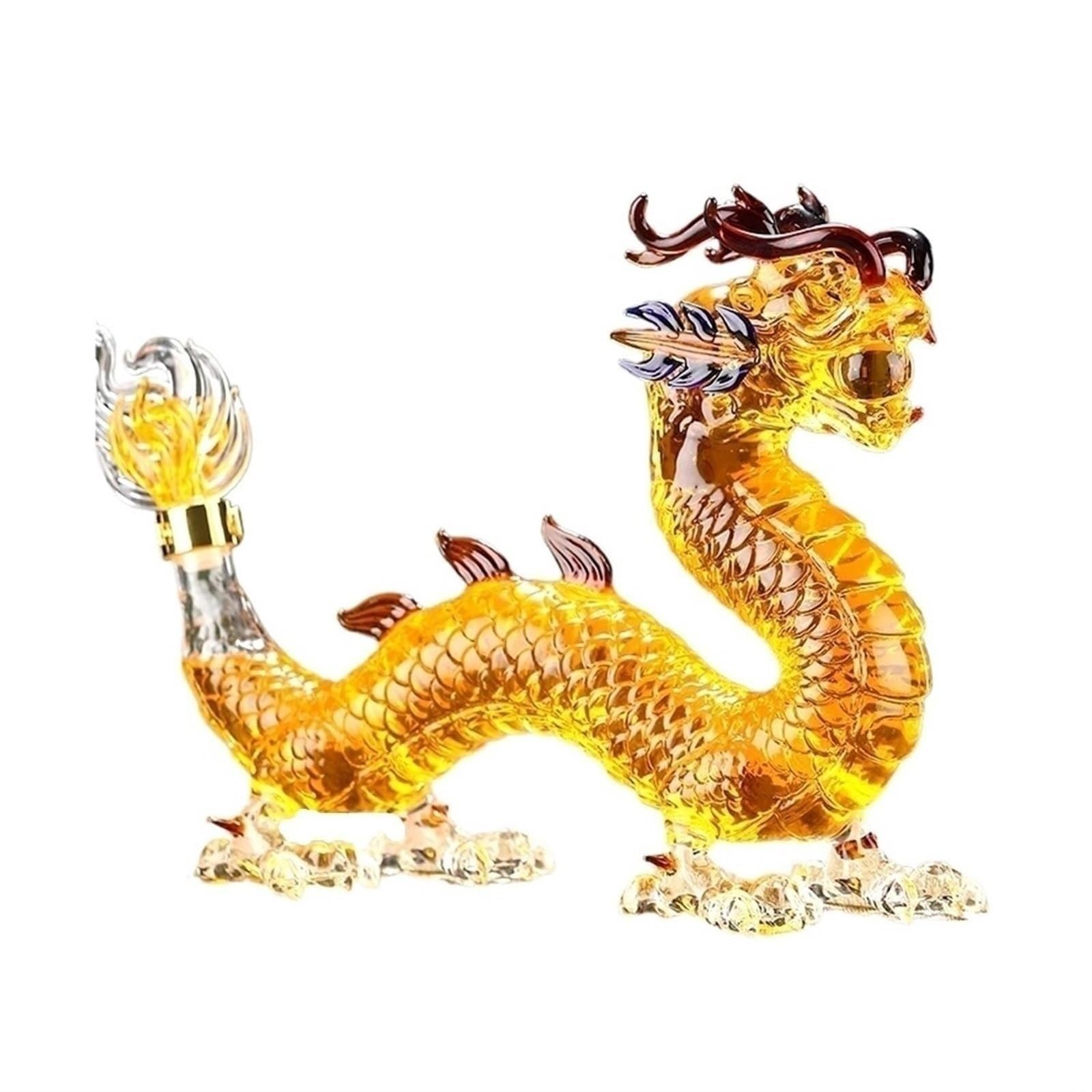 1000ML Decantador Whisky - Arte Estatua, Escultura De Decantador De Whisky Con Forma De Animal En 3D, Botellas De Vino De Vidrio Sin Plomo, Regalos Decorativos, Recipientes Vino(Dragon+gift box)