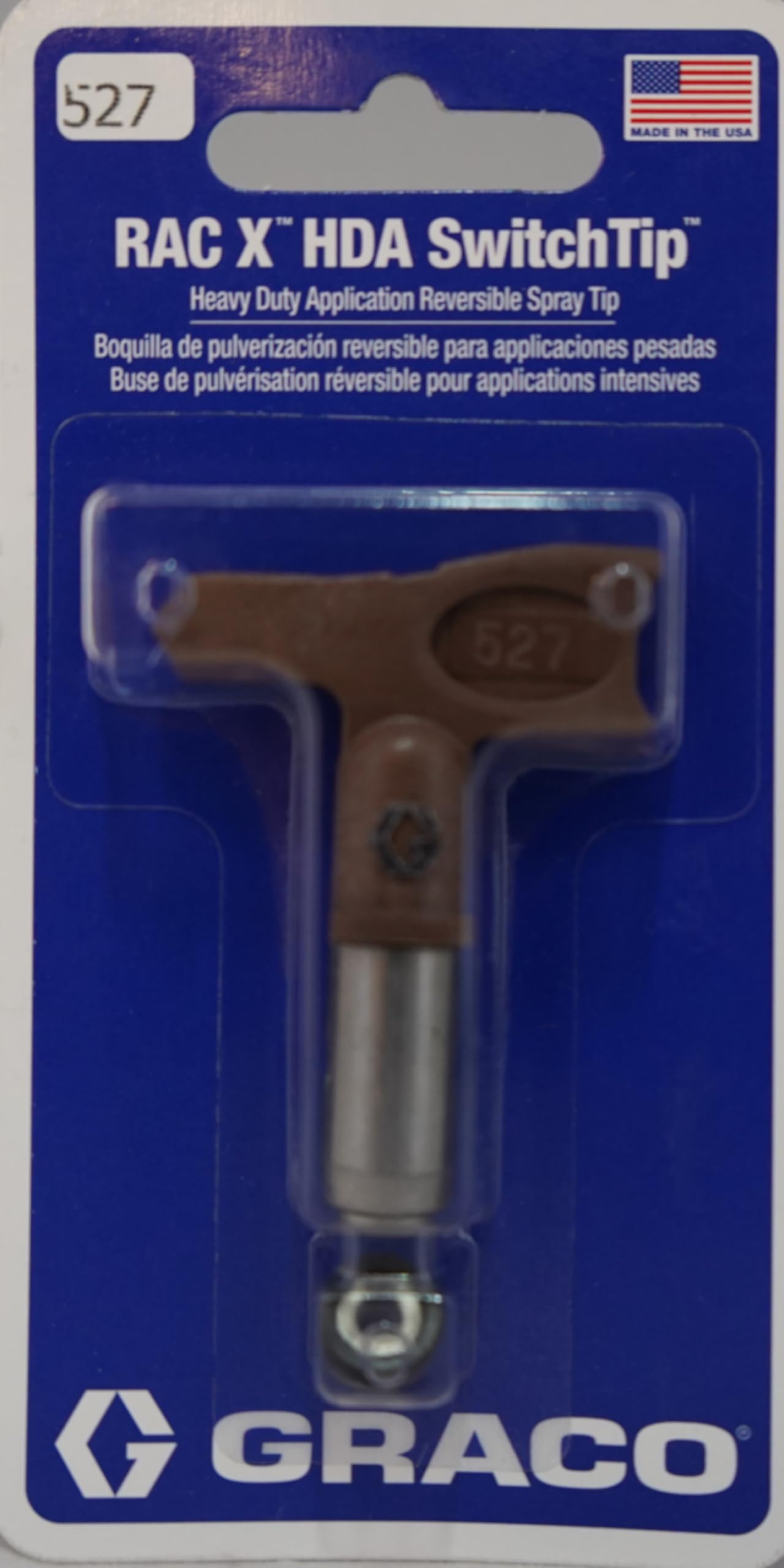 Buse pour Pistolet airless Graco HDA 527, Orifice de 0,027 Pouce, Jet de 25 à 30 cm, Embout réversible
