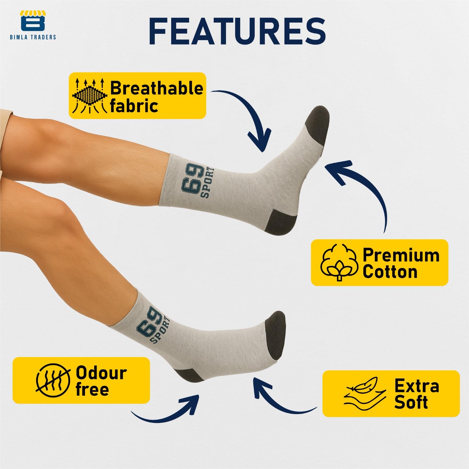 CRAE Sports Ankle Socks for Men & Women – Breathable, Sweat-Absorbent, Cushioned Athletic Socks for Running, Gym, Cycling.(SK007_PO12) - Image 3 thumbnail