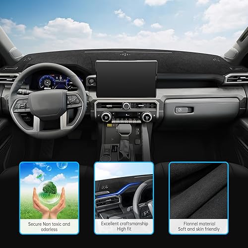 Miniatura 10 de MASHA Cubierta de salpicadero para Dodge Ram, alfombrilla de franela para salpicadero compatible con Dodge Ram 1500 2500 3500 2019-2023 2024 2025