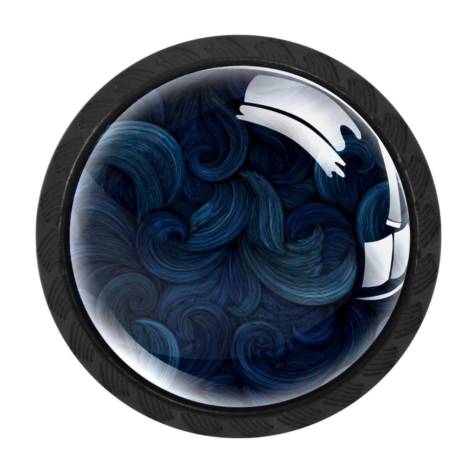 CHENZZZZ 4 Pieces Navy Blue Swirl Pattern Kitchen Cabinet Knobs Drawer Knobs Dresser Knobs Black Knobs Drawer Pulls Dresser Drawer Handles Knobs for Dresser Drawers