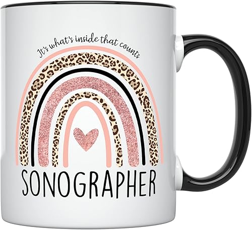 Miniatura 7 de YouNique Designs Taza de ecografista, 11 onzas, regalo de ecografía, taza de café con tecnología de ultrasonido, taza de ecografía cardíaca (blanco)