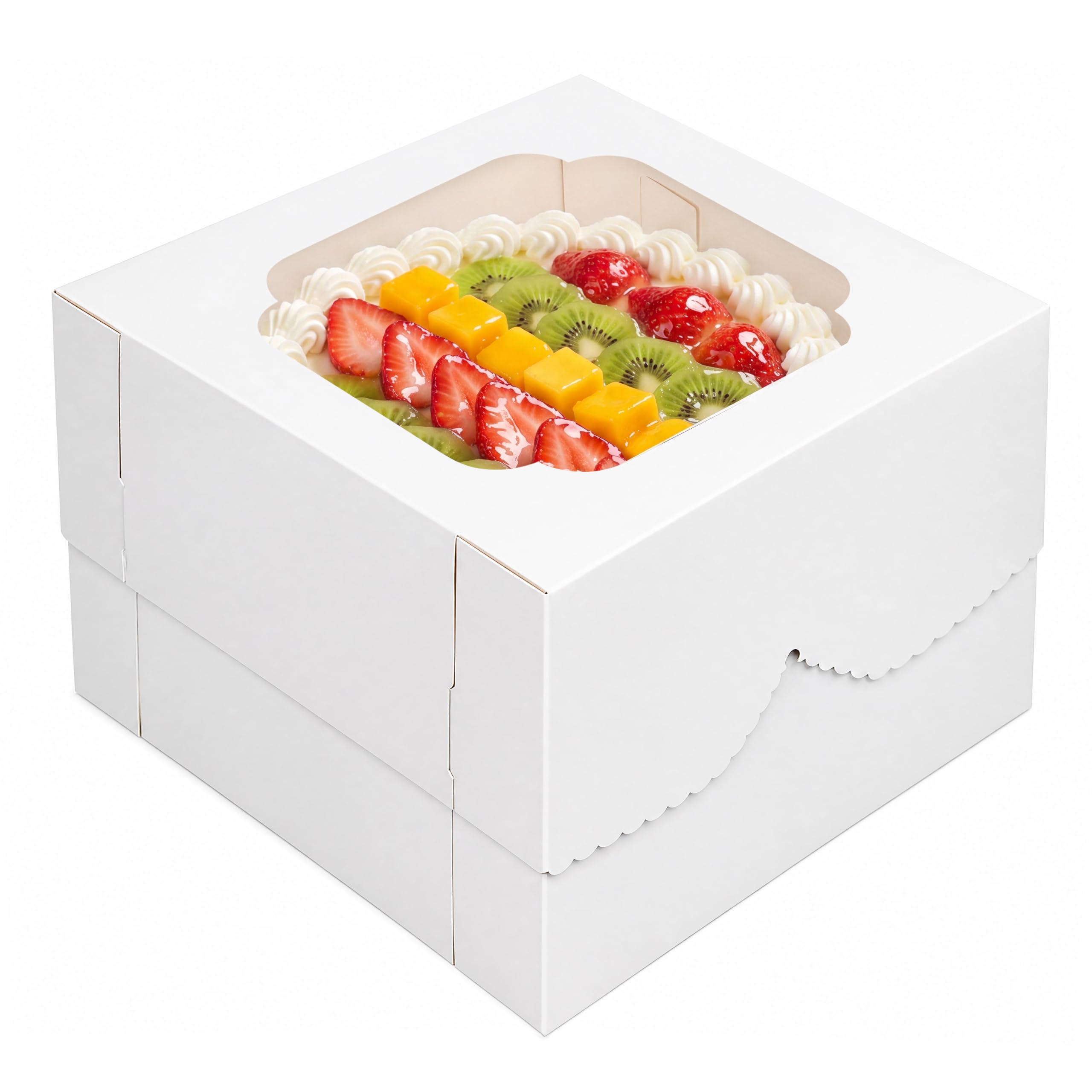 Tomnk 20 cajas para tartas de 12 x 12 x 6 pulgadas, cajas de panadería de papel blanco con ventana, contenedor desechable para pasteles, galletas, pasteles