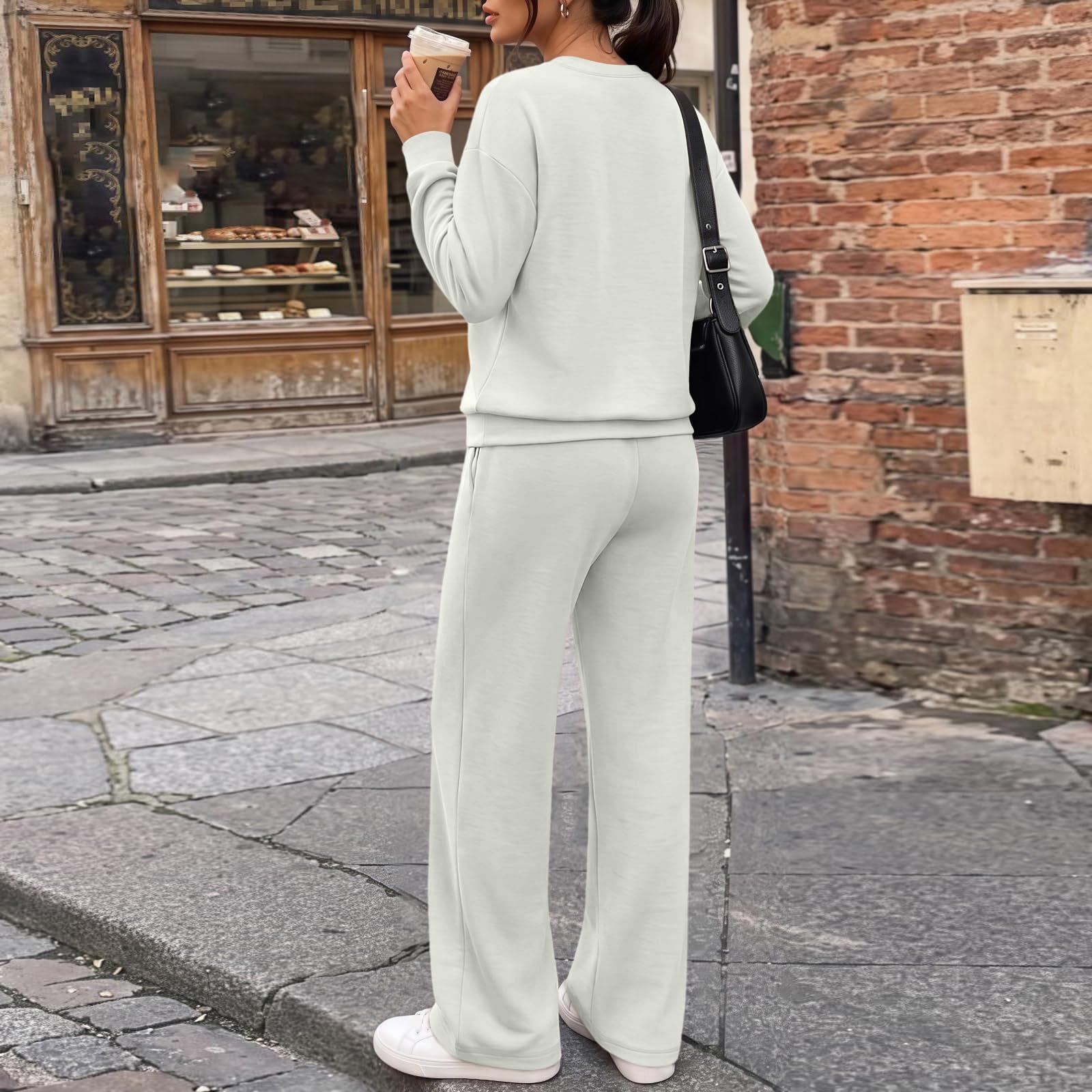 Genérico Chándal mujer, Conjunto de dos piezas largos, sudadera sin capucha y pantalón jogging, Conjunto correr, cómodos para otoño e Invierno entrenamiento