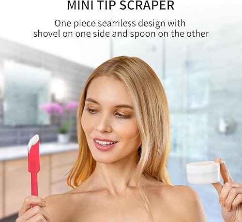Miniatura 3 de 4 mini raspadores de silicona rojos, espátulas pequeñas de última gota, espátula de cuchara de silicona reutilizable para cocina y belleza, tarros