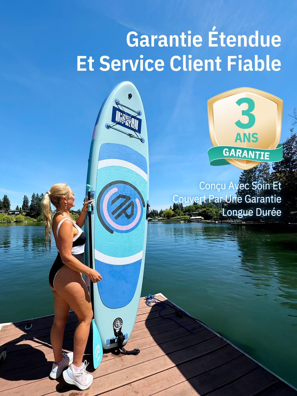 Niphean Paddle Gonflable Adulte avec Siège, (Ultraléger) Stand Up Paddle pour Femmes, Paddle Gonflable avec Aileron StabilTrac pour +30% Stabilité, Paddle Antidérapante pour Le Yoga et avec Animaux