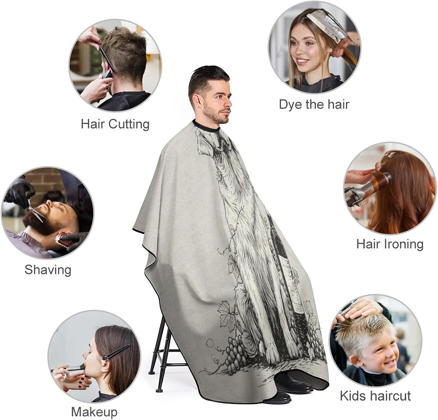 Funny Wine Dog Hair Stylist Apron Waterproof Barber Cape | Hair Cutting Cape Lightweight for Men and Women with Adjustable Snap Closure,Soft,Durable,for Barber and Home 56.7*66.9 Inch