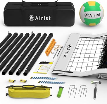 Portable Volleyball Net Set,Professional Volleyball Nets Set for Backyard and Beach,Outdoor Volleyball Net with Height Adjustable Poles,Volleyball and Carrying Bag