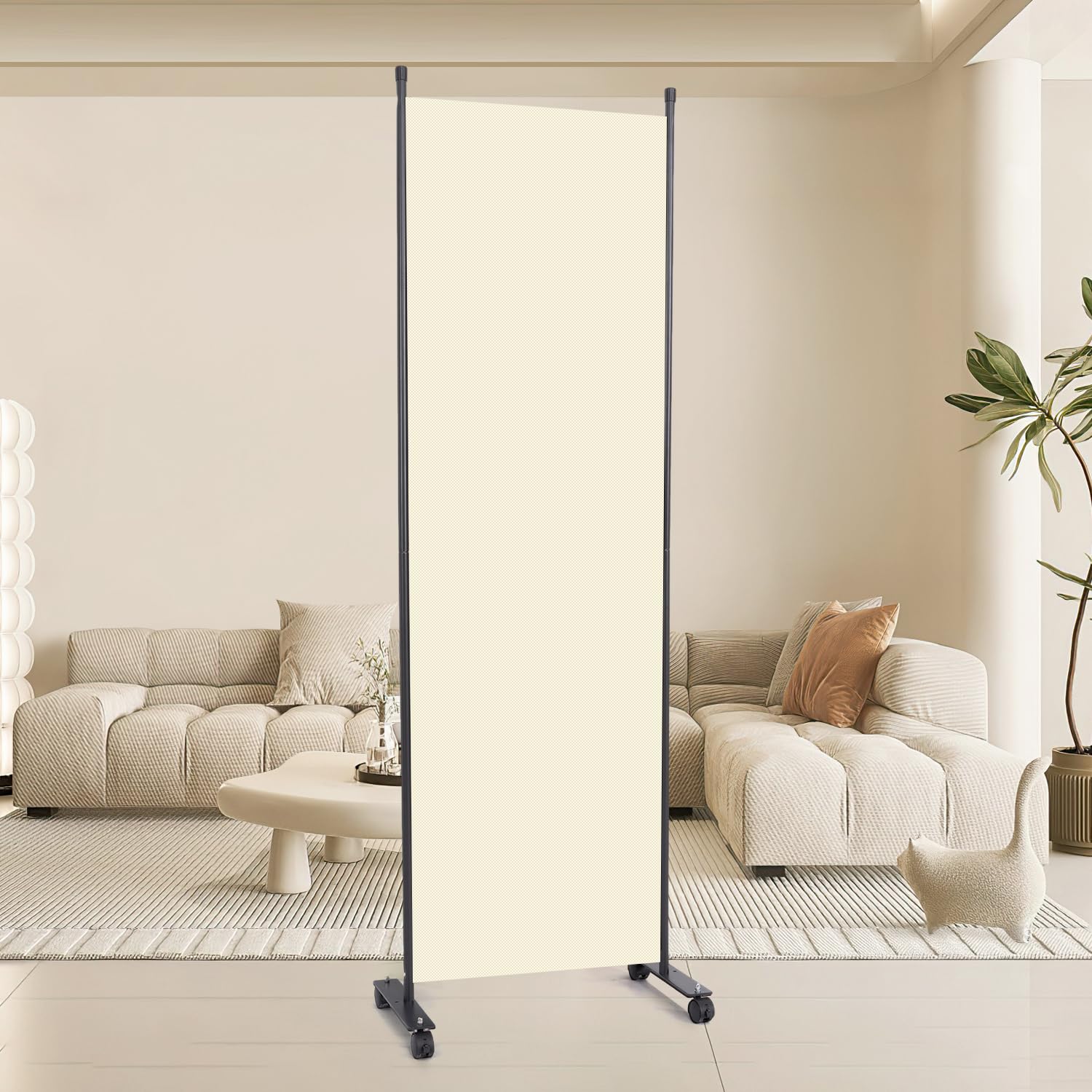 Room Divider 22''W Wall Divider for Room Partition (Heavy Duty Base) 1 Panel Partition Room Dividers, Freestanding Room Divider Screen Separation W/Wheels Folding Privacy Screen Panel Space Separator