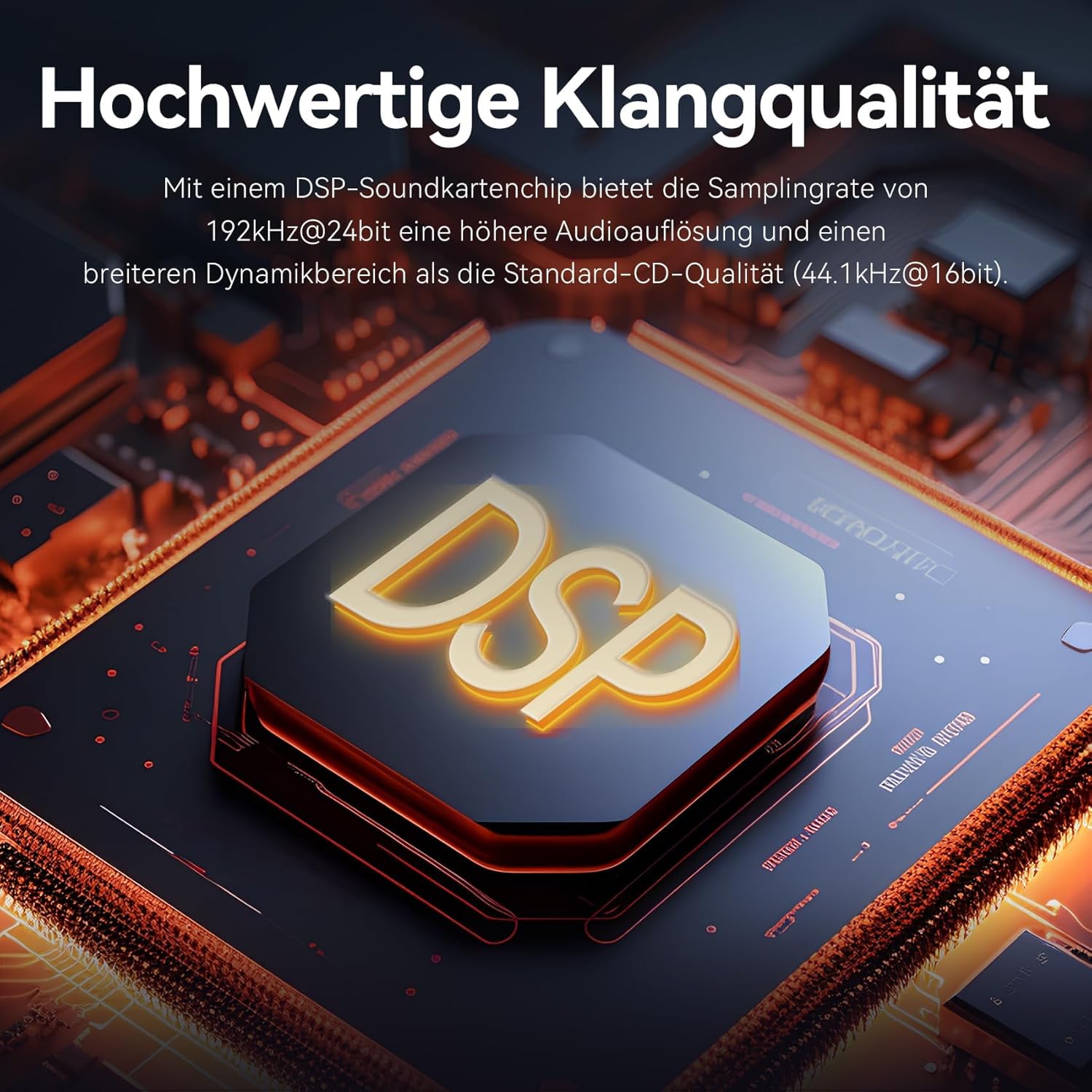 Close-up of a DSP sound card chip