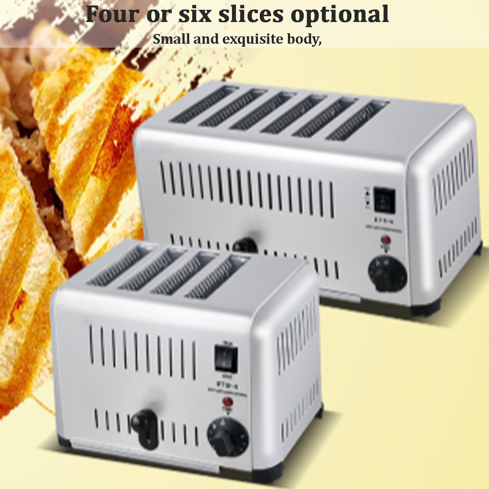 Tostadora De Pan De Ranuras Anchas Con 5 Configuraciones De Tostado, Tostadora De Acero Inoxidable, Bandeja Para Migas ExtraíBle, FuncióN De CancelacióN/DescongelacióN,Sixpieces