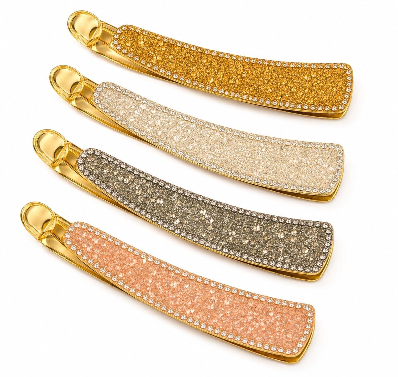 Crystal Stone Banana Hair Clip for Women, 2 Pcs | Premium Rhinestone Hair Barrette Clip | Elegant French Style Hair Accessories for Girls | Strong Hold Hair Clip-image-47