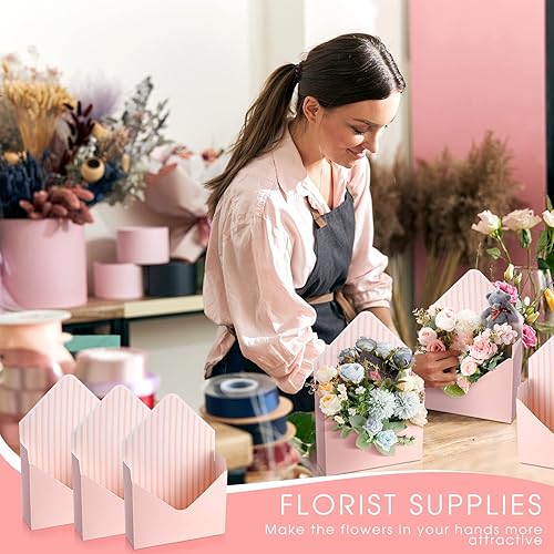 Miniatura 7 de Geyee 20 cajas sobre para ramo de floristería para el día de la madre, ramo de flores rosas, cajas de papel de regalo para arreglos, bodas, fiestas,
