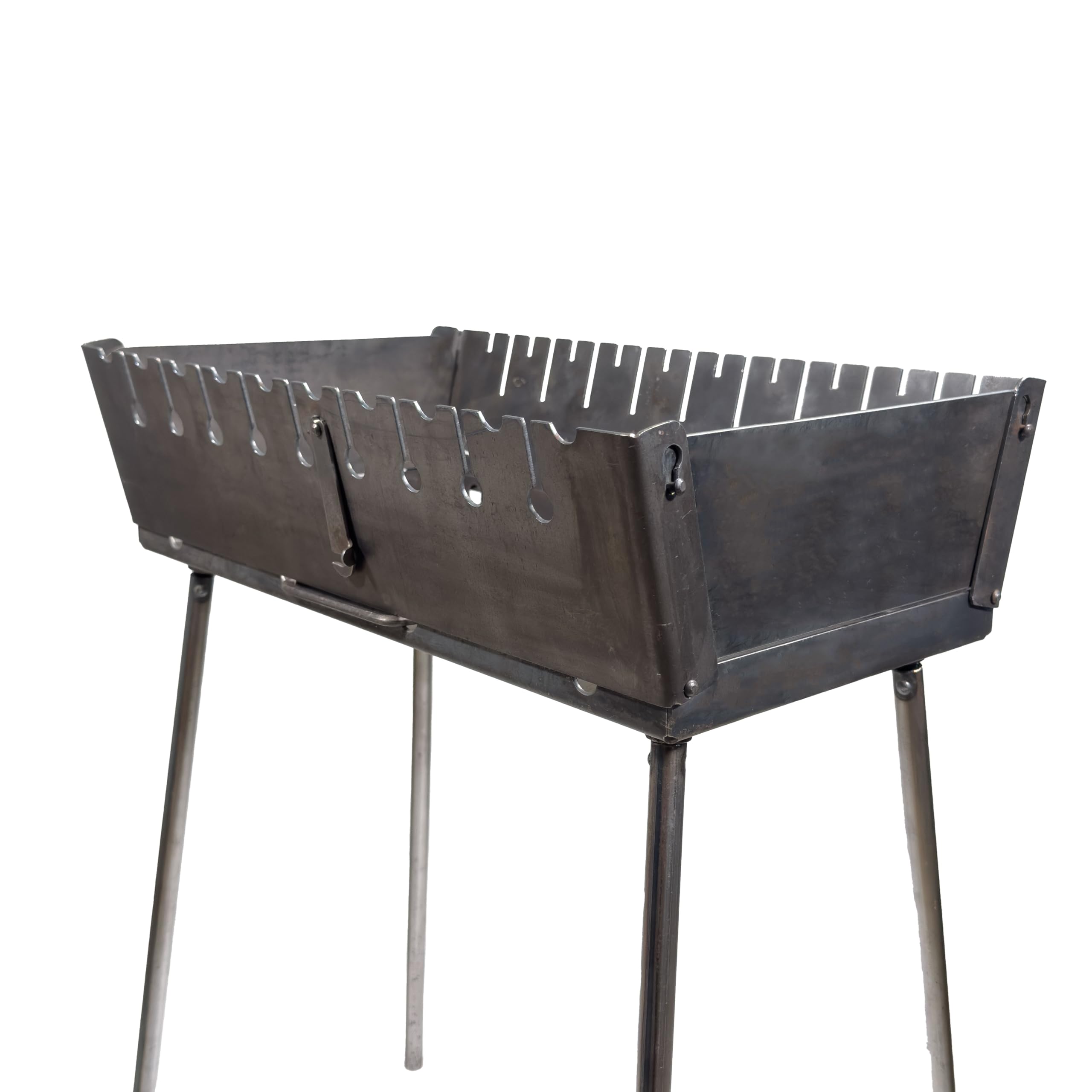 Mangal Grill Schaschlik Holzkohlegrill – Faltbarer BBQ Koffer-Grill aus 2 mm Stahl für 8 Spieße – Tragbarer Outdoor Kohlegrill für Camping, Garten, Picknick & Reisen