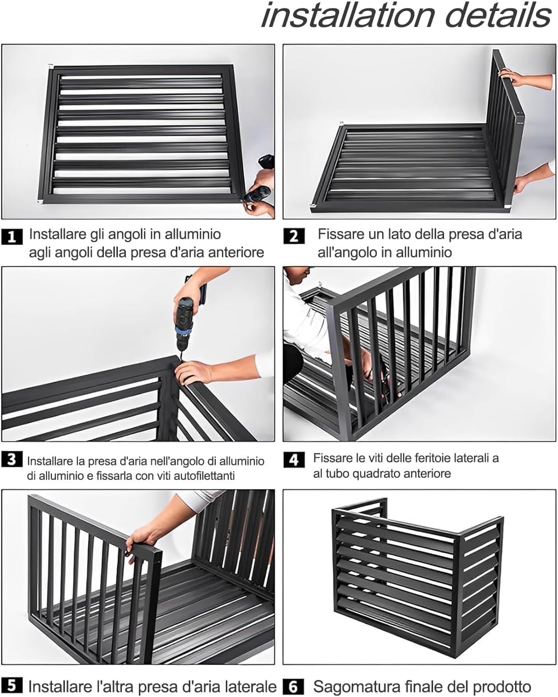 Copri Condizionatore da Esterno in Alluminio, L100*W50*H70 Copertura Protettiva - Evita Esposizione al Sole, Riduce Rumore, per Guardrail privacy balcone esterno Copertura AC in Alluminio