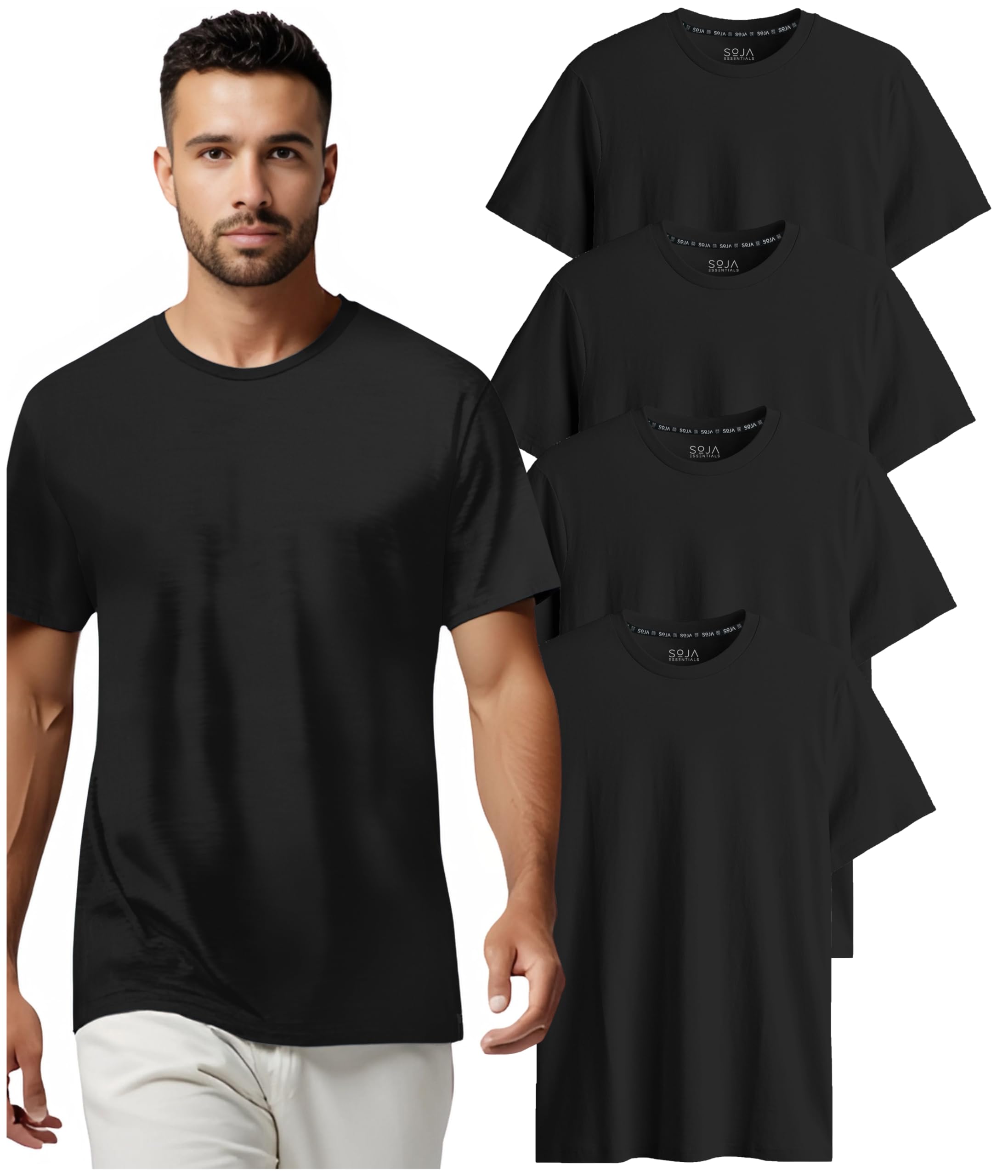 Men's Athletic Workout T-Shirts (Dry Fit, 4-Pack) Moisture Wicking Performance Activewear Gym, Yoga, & Running Tees