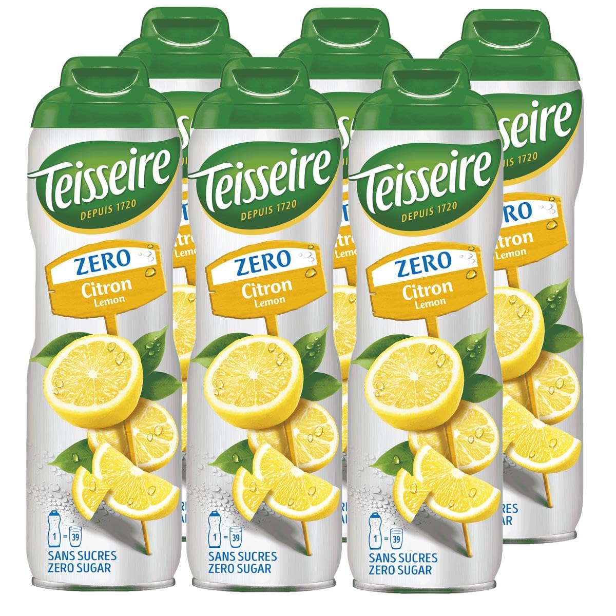 Teisseire Sirup Lemon/Zitrone zero Zucker 600ml - Cocktails (6er Pack)