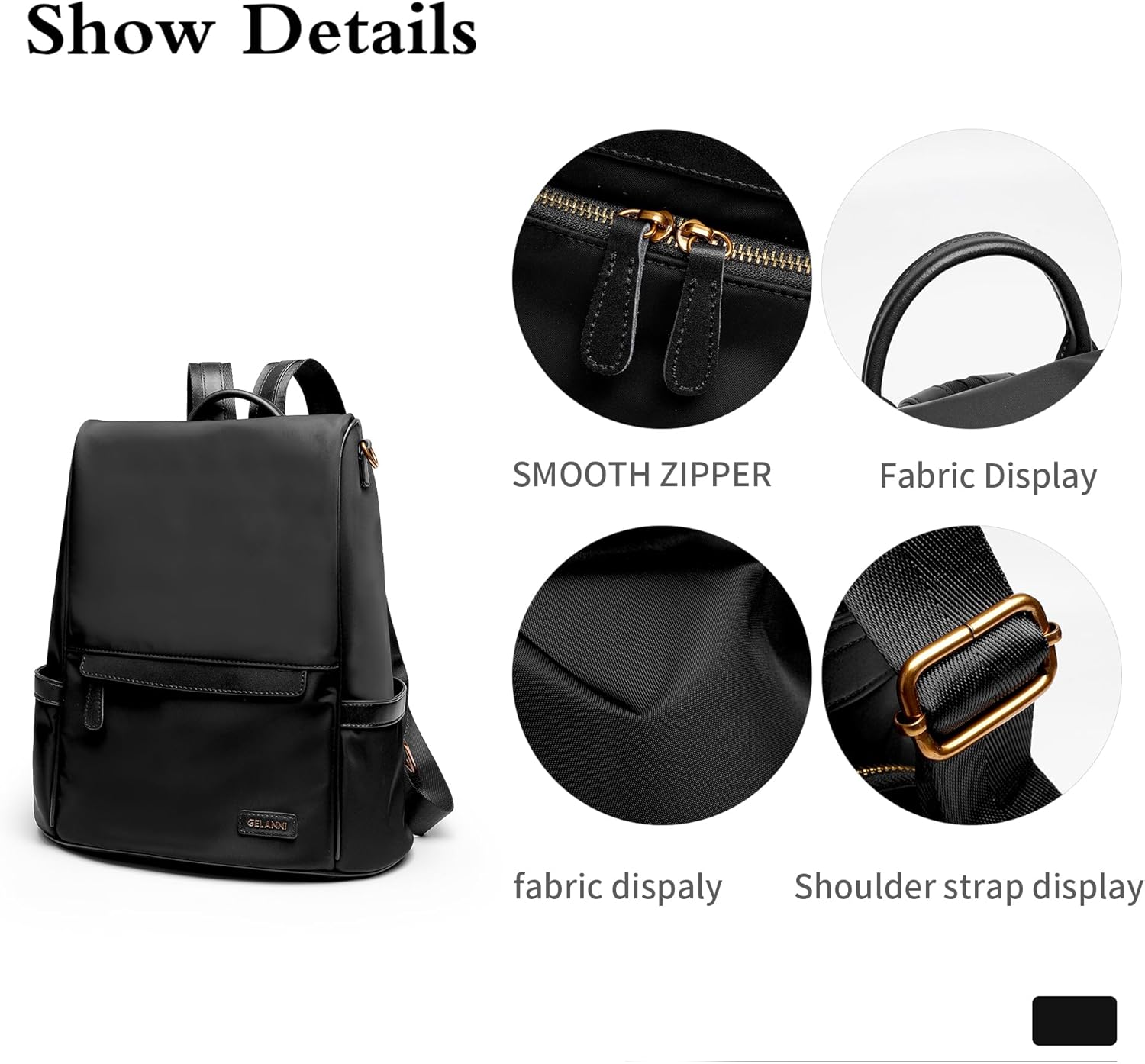 Womens Backpack Purse Anti-theft Fashion Waterproof Lightweight Small Backpack for Women Ladies Travel Nylon 2616-Black - Image 2