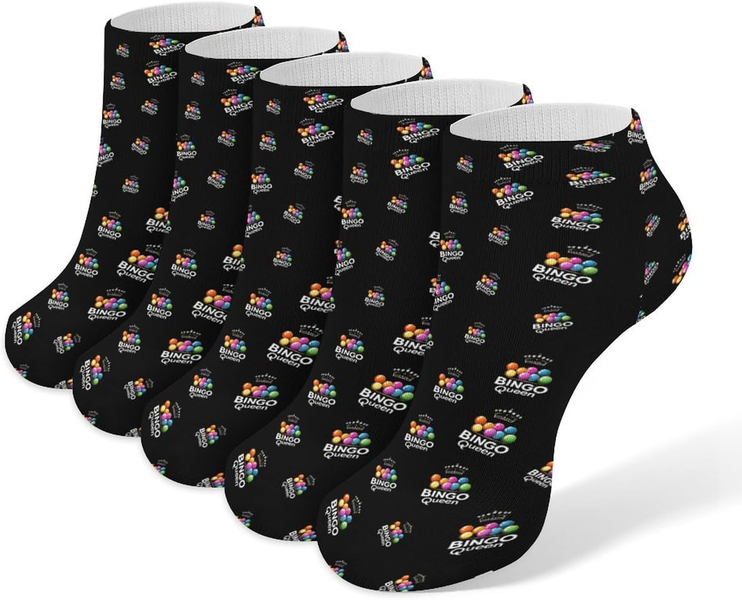Bingo Queen 5 Pairs Low Cut Ankle Socks Casual Liner Sock No Show Invisible Socks for Men Women