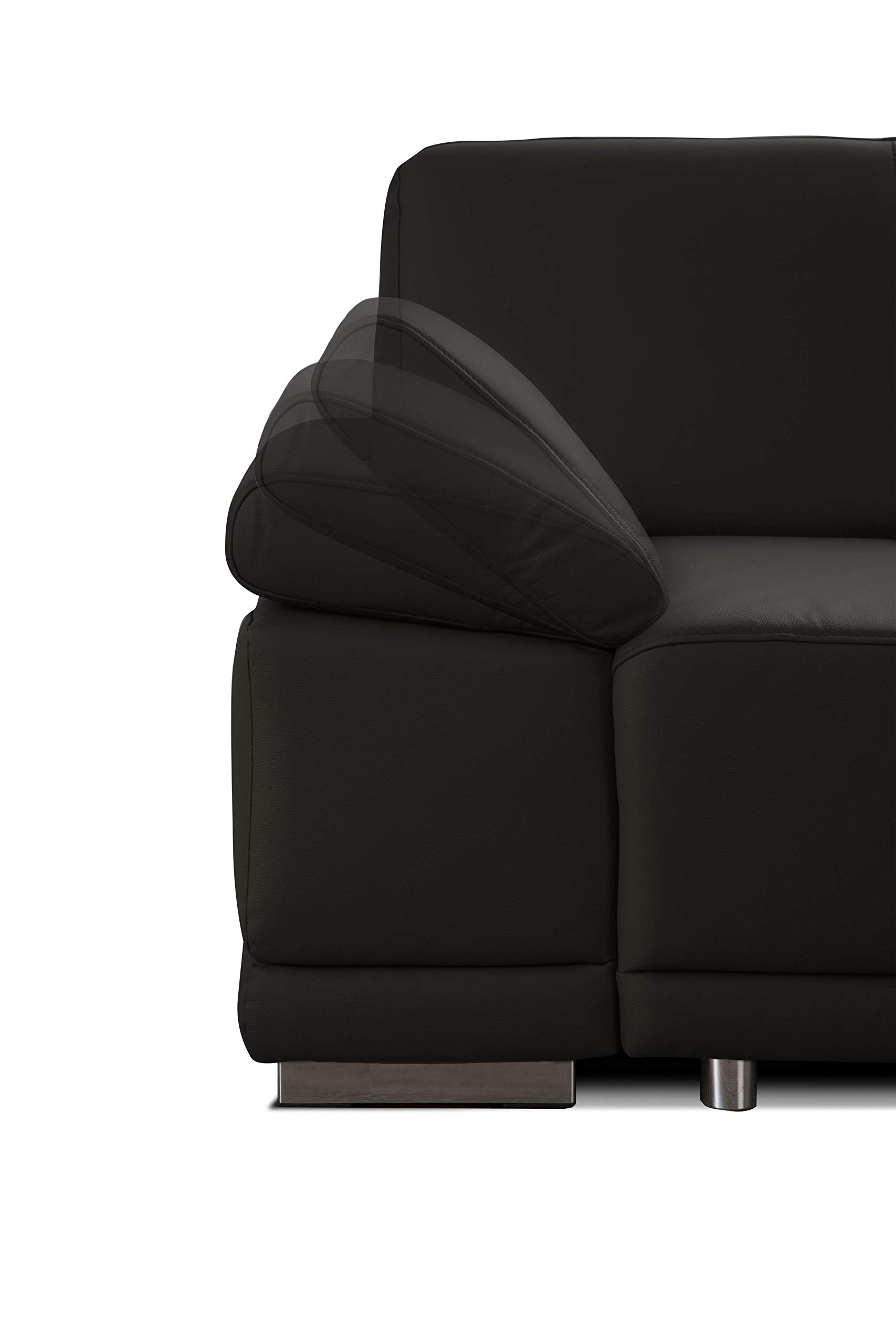 CAVADORE 3-Sitzer Sofa Corianne / Echtledercouch im modernen Design / Mit Armteilverstellung / 217 x 80 x 99 / Echtleder dunkelbraun