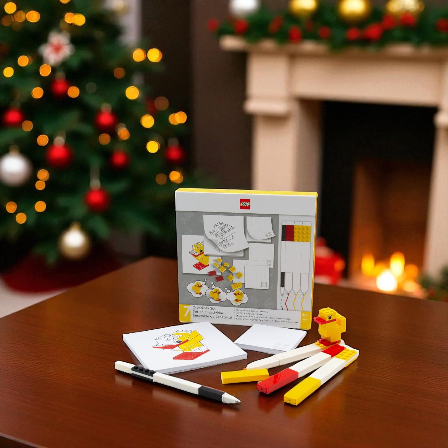 Lego Stationery Creativity Set with Duck Building Toy (53466) Includes 2 Sticky Note Pads, 1 Gel Pen, 3 Markers & a 10 Piece Duck Building Toy, Gift for Fans of Drawing and Stationery