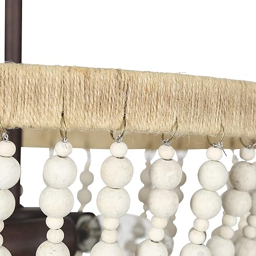 Miniatura 7 de LNC HOME Lámpara de techo semiempotrada con cuentas de madera, 3 luces, estilo granja, pasillo, lámparas de techo, estilo bohemio, cerca del techo