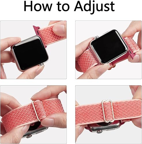 Miniatura 9 de Correa elástica de nailon compatible con Apple Watch Band de 1.496 pulgadas, 1.575 pulgadas, 1.614 pulgadas, 1.654 pulgadas, 1.732 pulgadas, 1.772