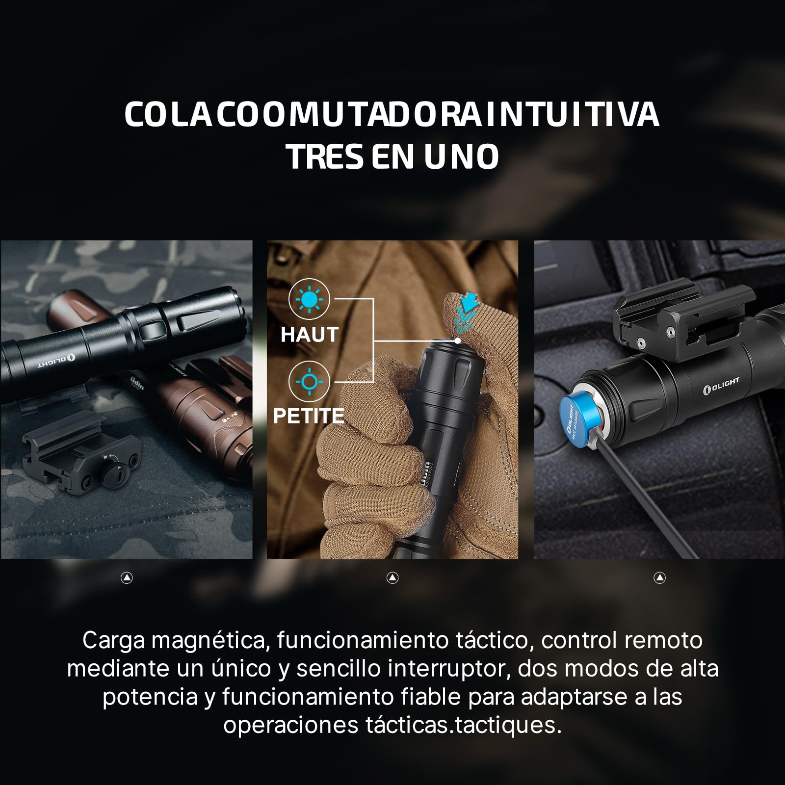 OLIGHT Odin Torcia a Picatinny 2000 Lumen Potenza Massima 300 Metri con Batteria Ricaricabile Flashlight Controllo Remoto Leggero per Caccia Ricerca,Lavori di Illuminazione Esterna Notturna