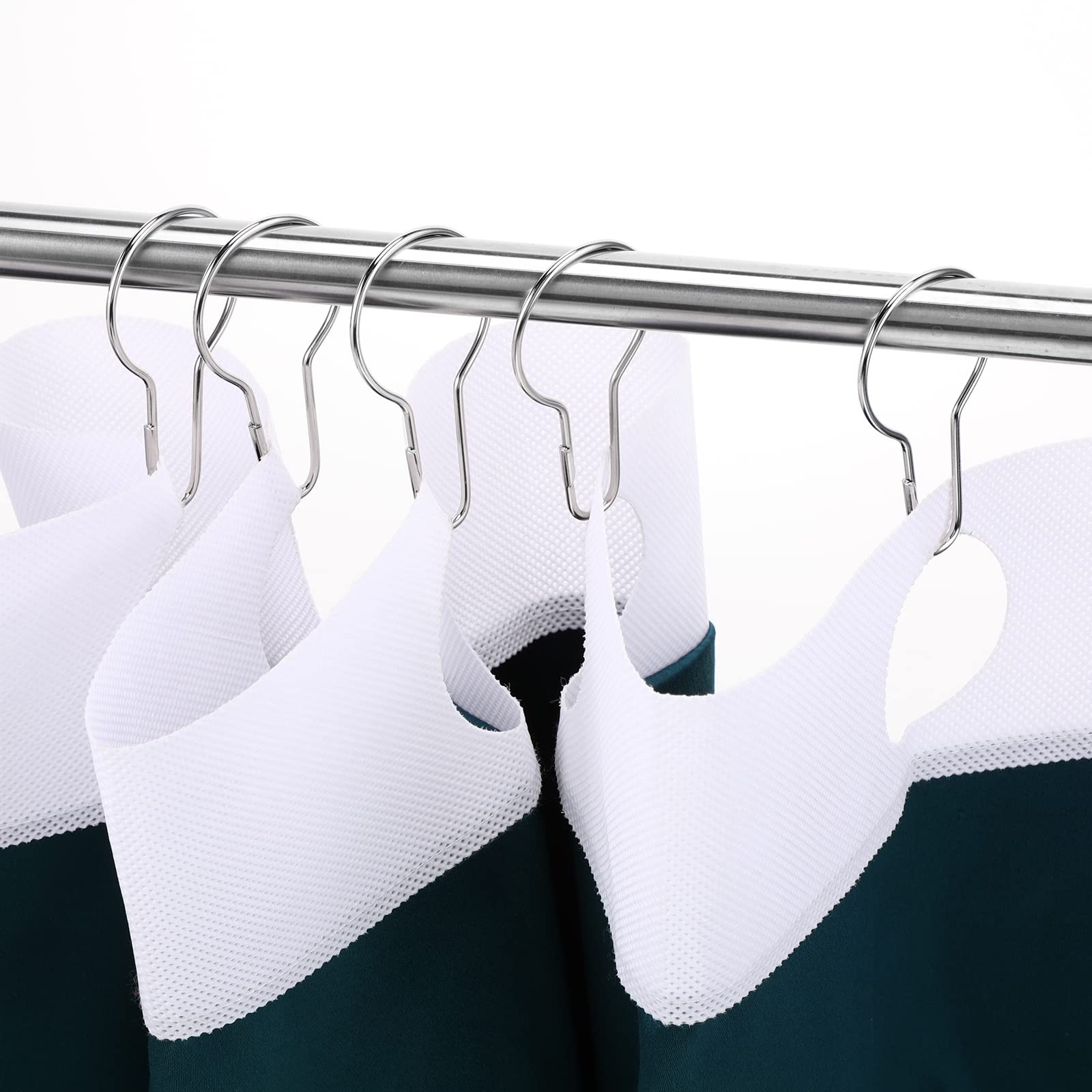 Queekay Ganci per tenda da doccia in metallo, pratici e riutilizzabili, per bagno, camera da letto, cucina, applicazioni domestiche (argento, 60 pezzi)