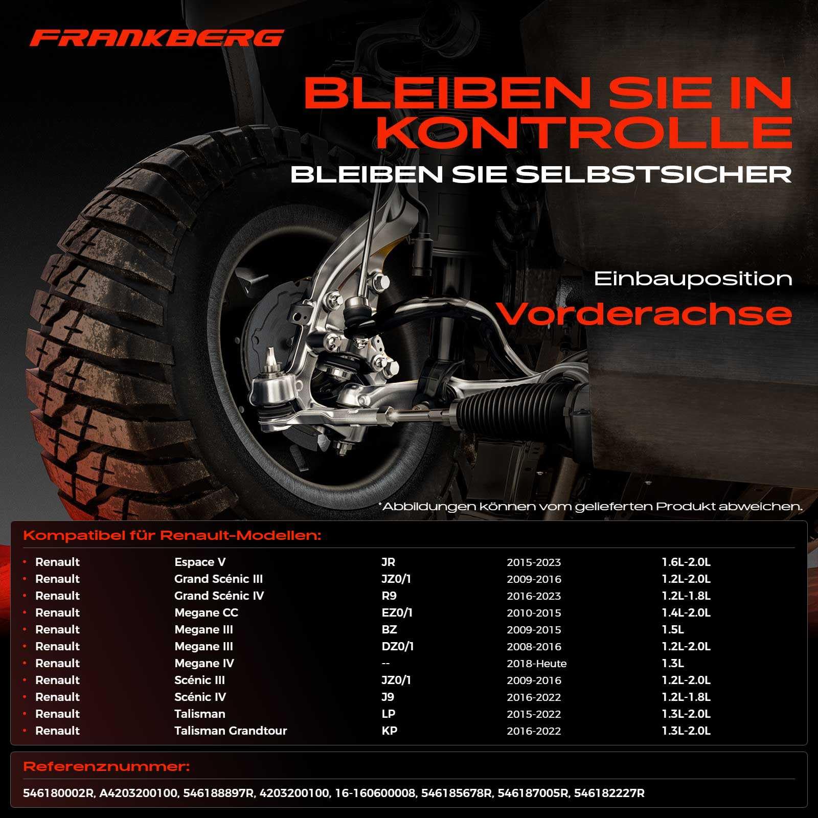 Frankberg 2x Koppelstange Kompatibel mit Espace V JR 1.6L-2.0L 2015-2024 Grand Scénic III JZ0/1 1.2L-2.0L 2009-2024 M.e.g.a.n.e CC EZ0/1 1.4L-2.0L 2010-2024 Replace# 546187005R