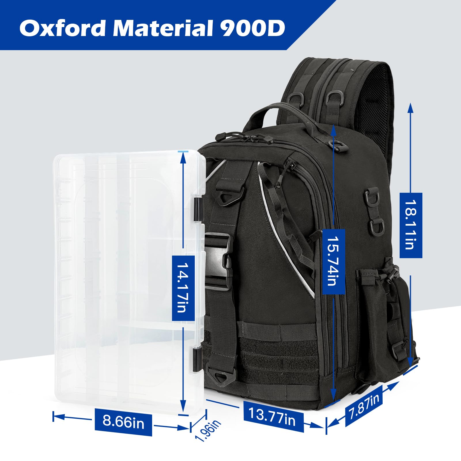 Jueachy ueachy Fishing Tackle Backpack: Water-Resistant Fishing Backpack with Rod Holder Shoulder Storage Bags - Image 3