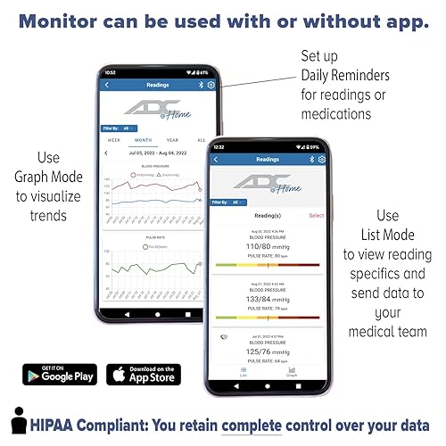 Miniatura 7 de Advantage Connect Monitor de presión arterial digital automático para el hogar brazo de amplio rango 1 tubo azul 1 cada uno