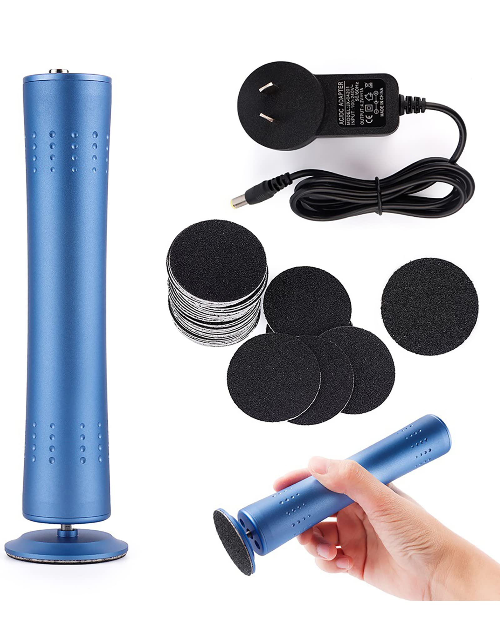 Kit di rimozione del callo del Piede Elettrico Portatile Kit per la rimozione del callo del Piede Strumenti per Pedicure per la Cura dei Piedi con 60 tamponi di Ricambio per Pelle secca e s