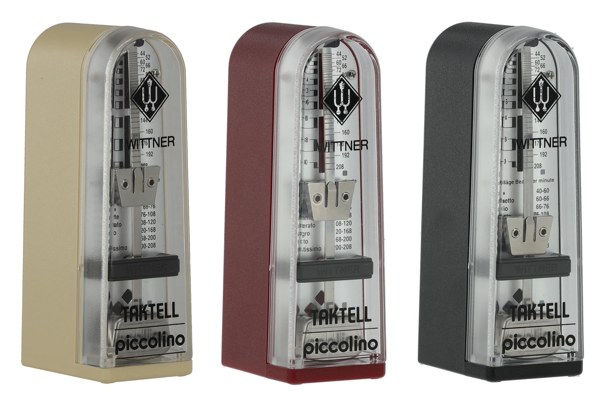 Wittner Metronomo Taktell Piccolino Serie 890 - Custodia in plastica - Senza campana - Nero - Meccanico a carica - Non sono necessarie batterie - Made in Germany